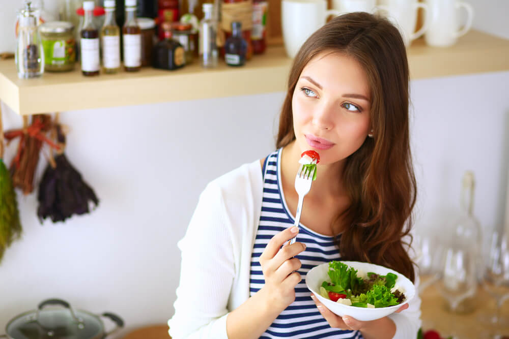 Woman eating healthy food