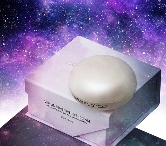 venus sensitive eye cream with space background